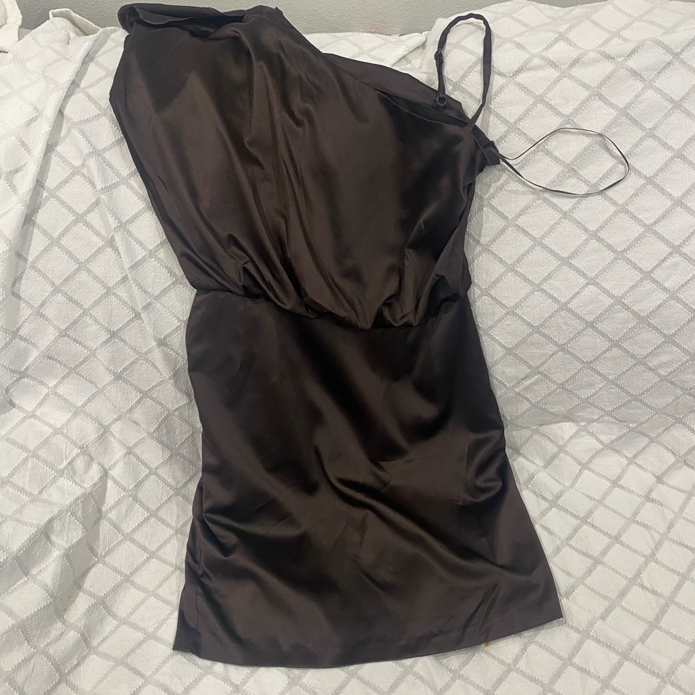 Jessica Simpson One Shoulder Brown Dress